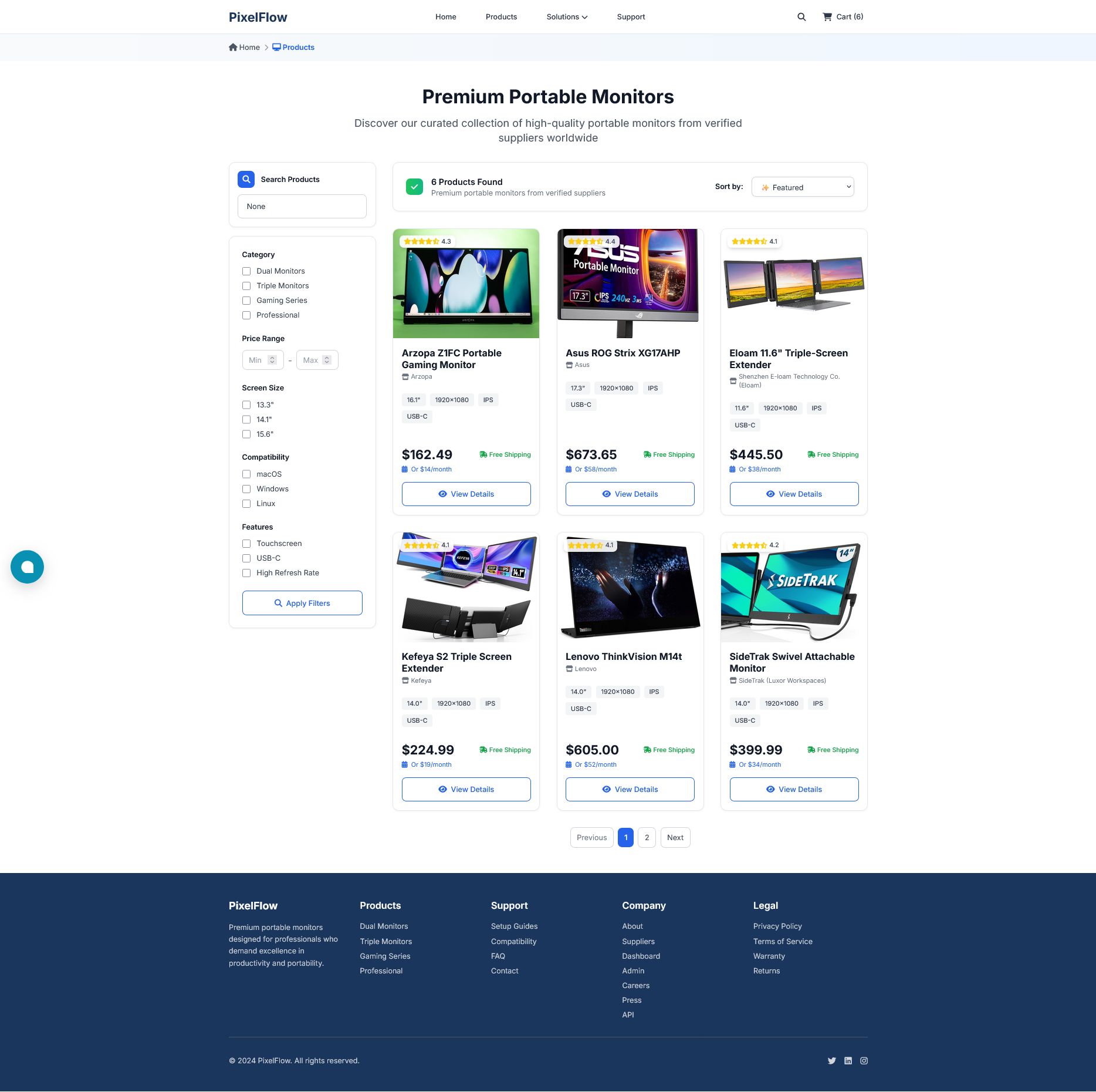Products Page